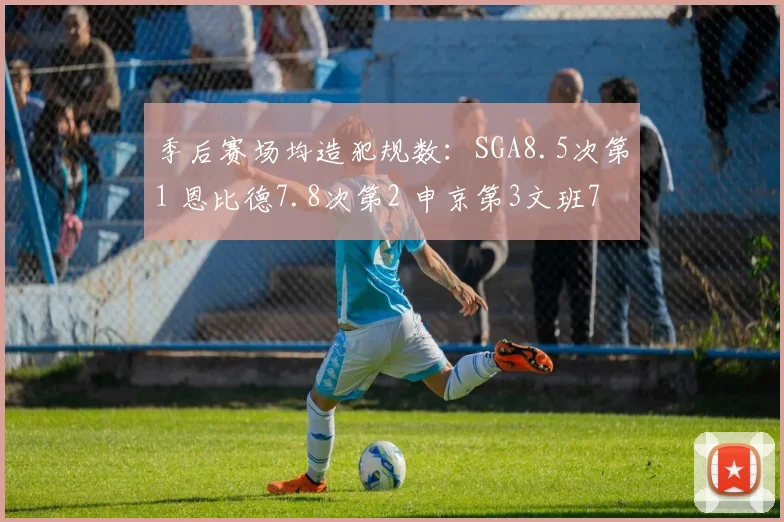 季后赛场均造犯规数：SGA8.5次第1 恩比德7.8次第2 申京第3文班7